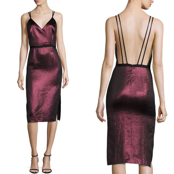 cinq a sept Dresses & Skirts - New! CINQ à SEPT 5 à 7 Soleil Metallic Dress in Cherry Spaghetti Straps Size 4